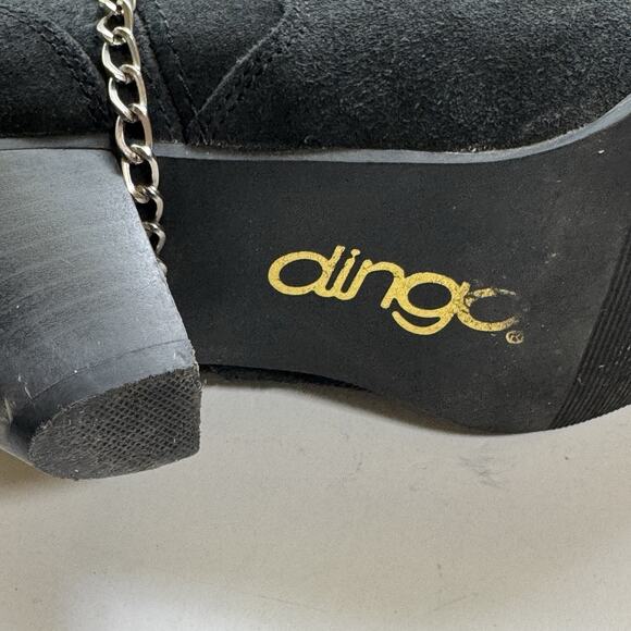 Vintage Dingo Boots Size 8.5 Cowboy Suede Leather Chain Western Black Turqouise - Picture 8 of 8